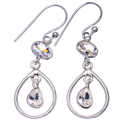 White Quartz Dainty Earrings 1 5/8" (925 Sterling Silver) E2081
