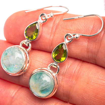 Green Moonstone, Peridot Earrings 1 1/2" (925 Sterling Silver) E432402