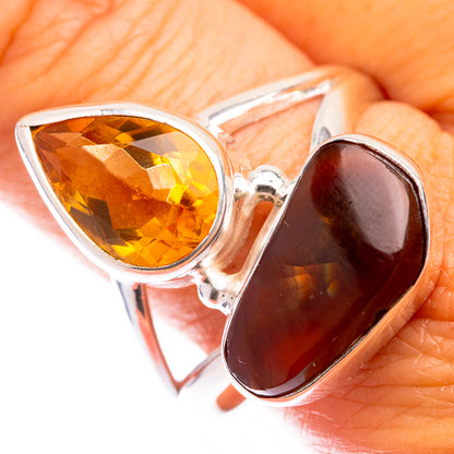 Mexican Fire Agate, Citrine Ring Size 11.5 (925 Sterling Silver) R140700