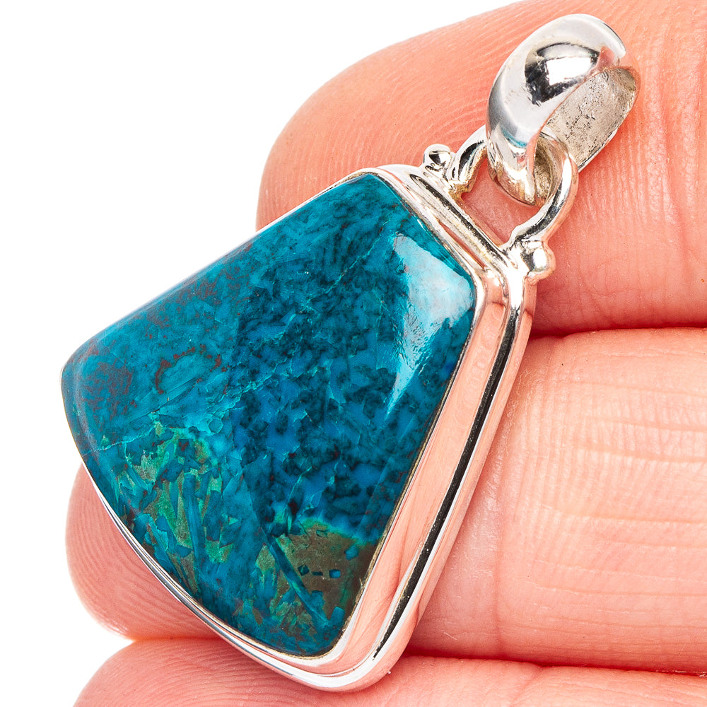 Shattuckite Pendant 1 1/4" (.925 Sterling Silver)