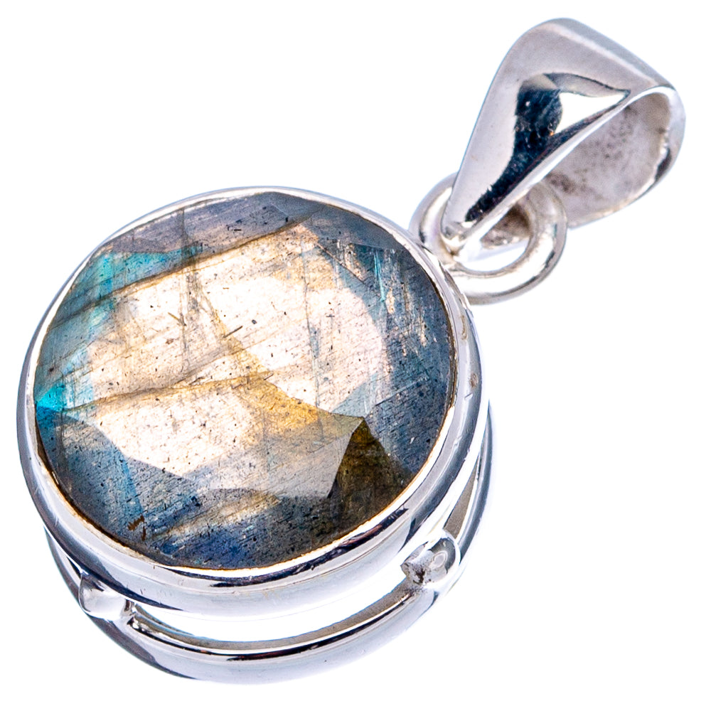 Faceted Labradorite Dainty Pendant 7/8" (.925 Sterling Silver)