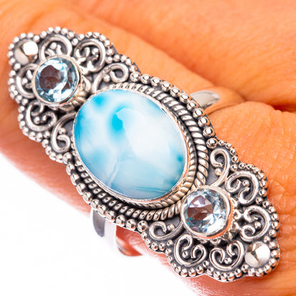Large Larimar, Blue Topaz 925 Sterling Silver Ring Size 10 (925 Sterling Silver) RING140425