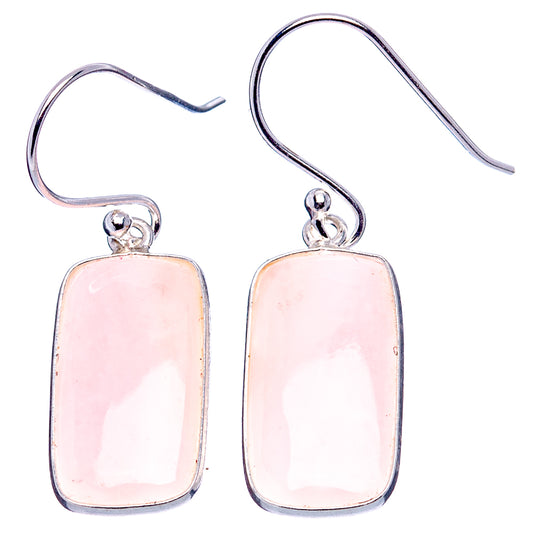 Pink opal rectangular earrings with .925 sterling silver hooks and small top loops