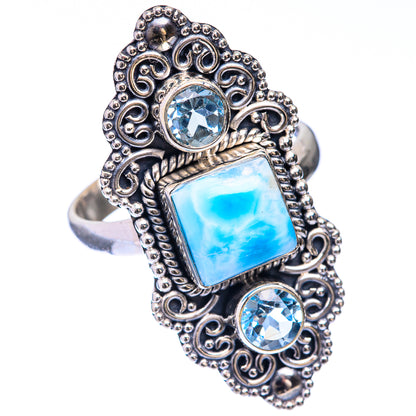 Large Larimar, Blue Topaz Ring Size 8.75 (925 Sterling Silver) R141633