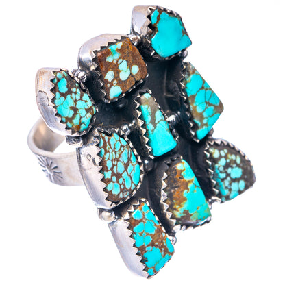 Exclusive Number 8 Mine Turquoise Ring Size 8 Adjustable (.925 Sterling Silver)