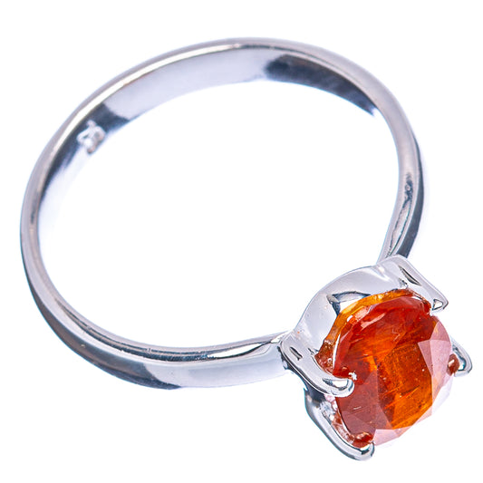 Orange kyanite sterling silver ring with oval faceted gemstone, size 6