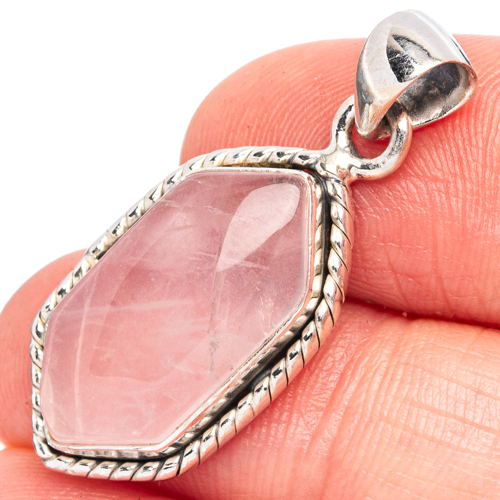 Rose Quartz Pendant 1 3/8" (925 Sterling Silver) P43498