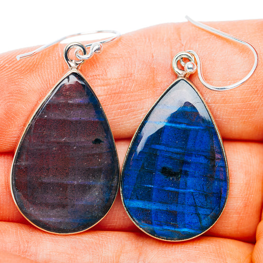 Labradorite Earrings 1 5/8" (German Silver)