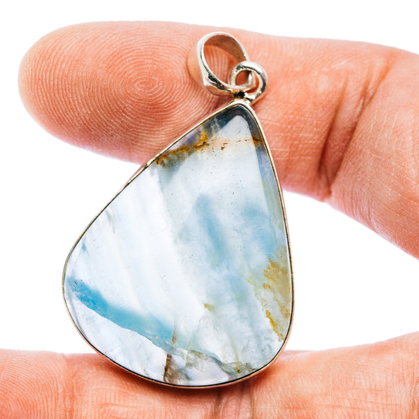 Rare Aquatine Lemurian Calcite Pendant 1 3/4" (.925 Sterling Silver)