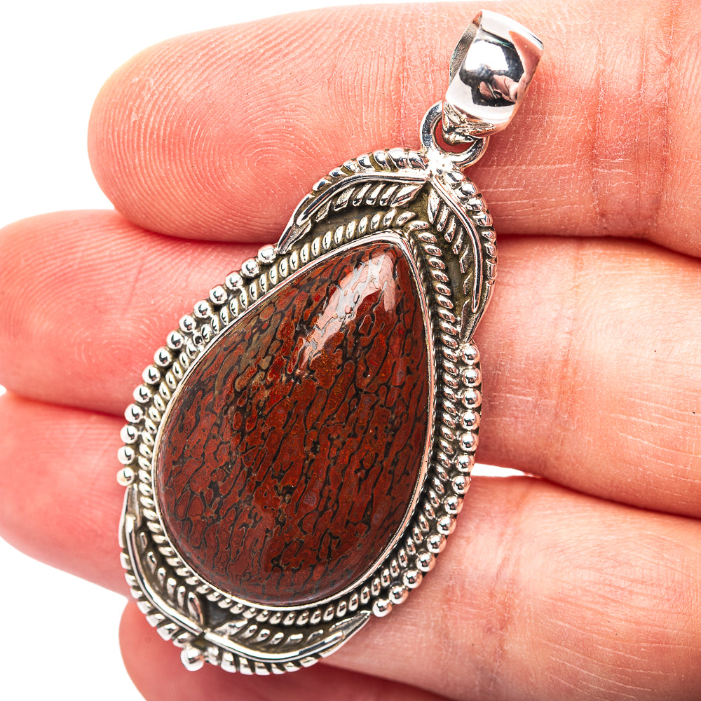 Premium Southwestern Style Dinosaur Bone Pendant 2 1/8" (.925 Sterling Silver)