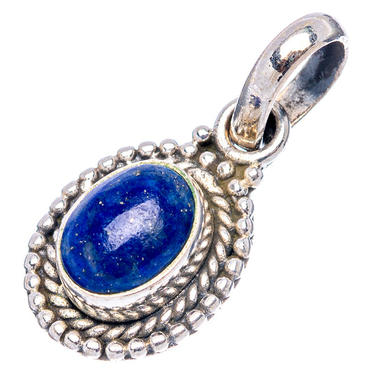 Sterling silver lapis lazuli pendant with oval blue stone and loop bail