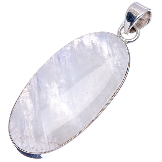 Oval moonstone pendant with white-lavender shimmer and .925 sterling silver bail