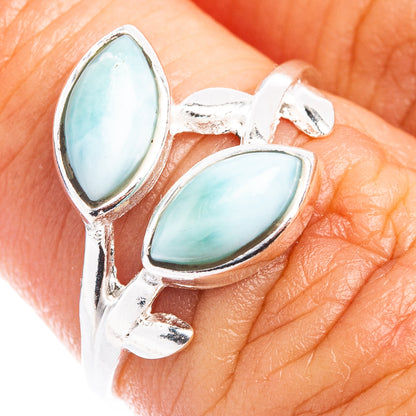 Larimar Leaf Dainty Ring Size 6 (.925 Sterling Silver)