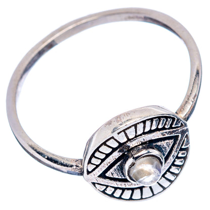 Rainbow Moonstone Eye Dainty Ring Size 7.75 (.925 Sterling Silver)