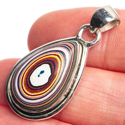 Fordite 925 Sterling Silver Pendant 1 3/8"