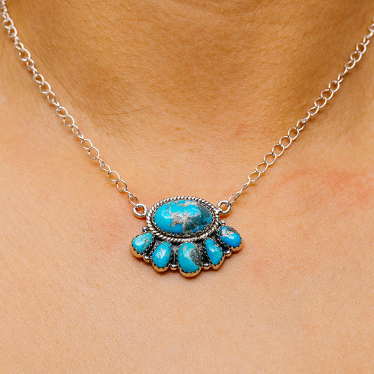 Southwestern Style Sierra Bella Turquoise Necklace 21" (.925 Sterling Silver)