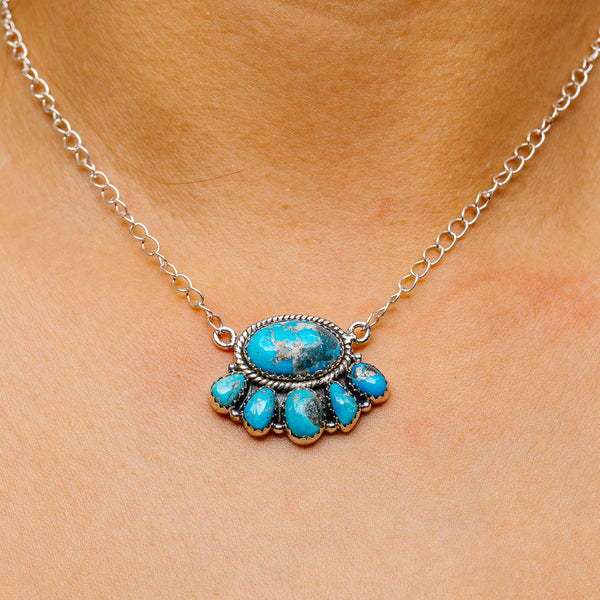 Southwestern Style Sierra Bella Turquoise Necklace 21" (.925 Sterling Silver)