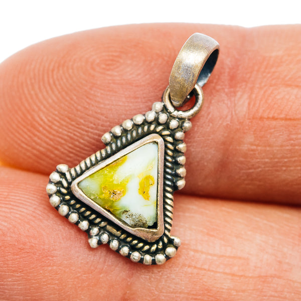 Southwestern Style Palomino Turquoise Pendant 7/8" (.925 Sterling Silver)