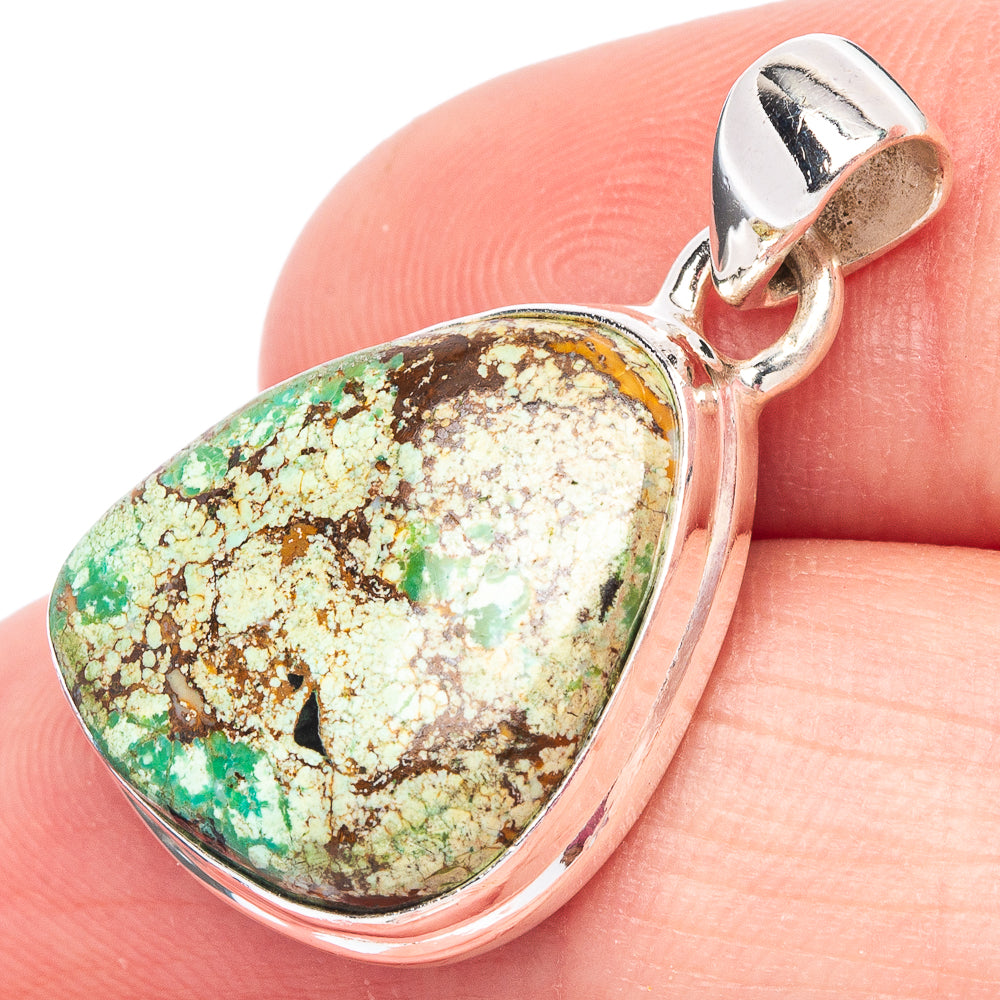 925 sterling silver turquoise spider web pendant with teardrop stone