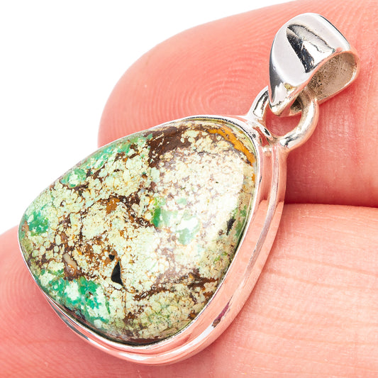Rare Spider Web Turquoise Pendant 1 1/8" (925 Sterling Silver) P44457