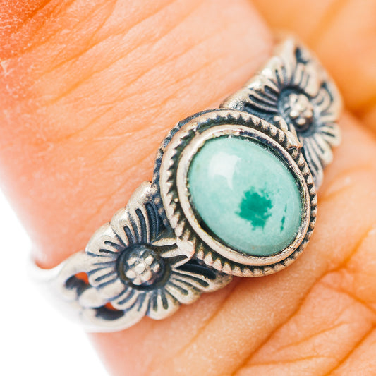 Mojave Turquoise Flower Ring Size 6 (.925 Sterling Silver)