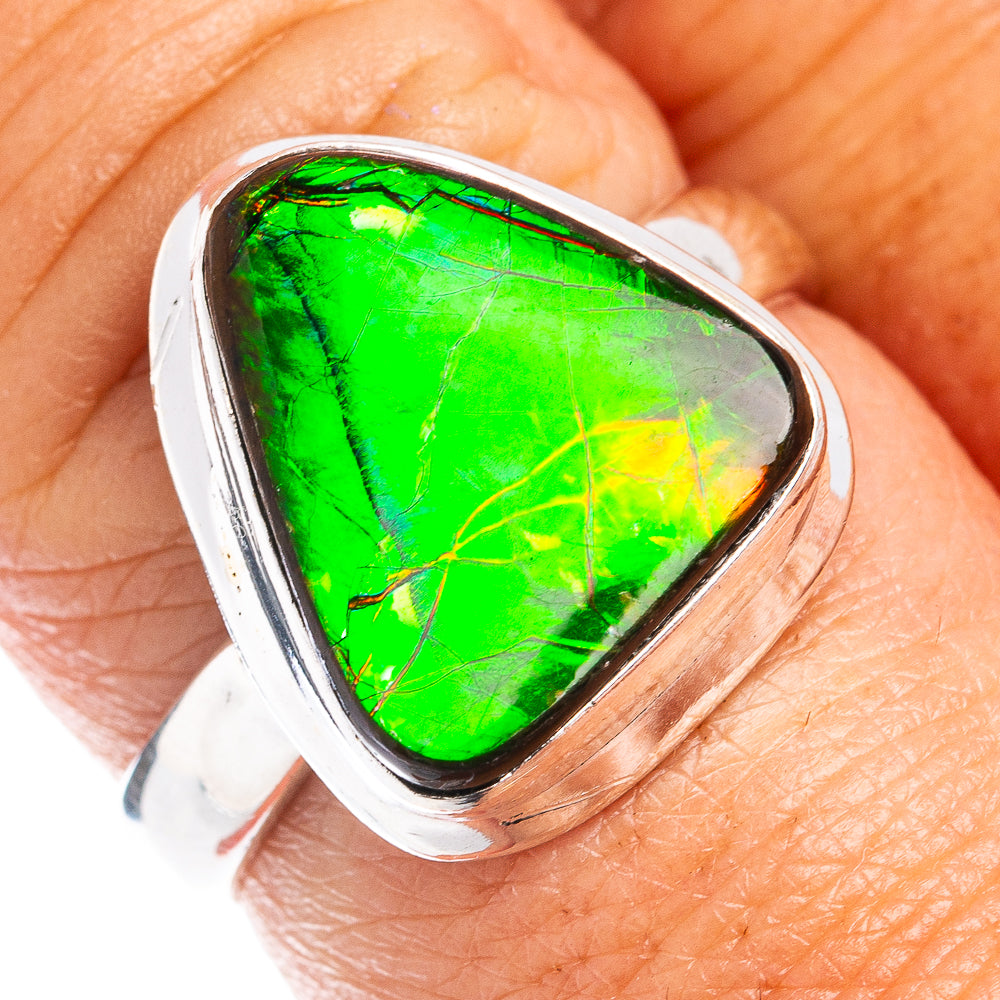 Premium Ammolite Ring Size 8 (.925 Sterling Silver)