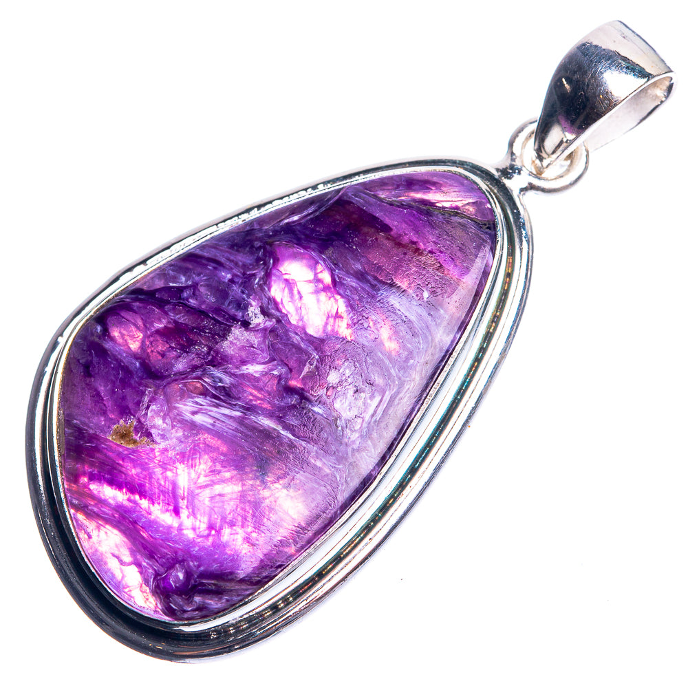Charoite 925 Sterling Silver Pendant 1 3/4"