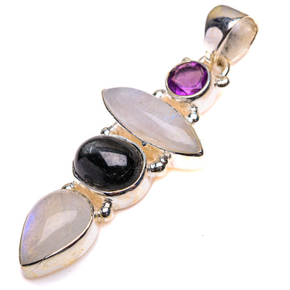 Rainbow Moonstone, Star Diopside, Amethyst Pendant 1 7/8" (925 Sterling Silver) PD38497