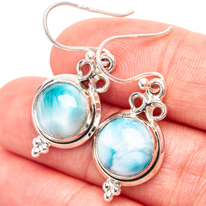 Rare Larimar Earrings 1 3/8" (.925 Sterling Silver)