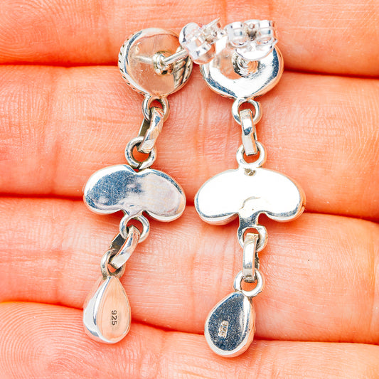 Exclusive Southwestern Style Cotton Candy Dahlia Turquoise Earrings 1 3/8" (.925 Sterling Silver)