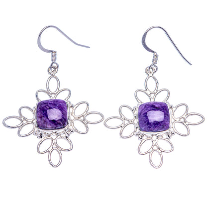 Premium Charoite Earrings 1 7/8" (.925 Sterling Silver)