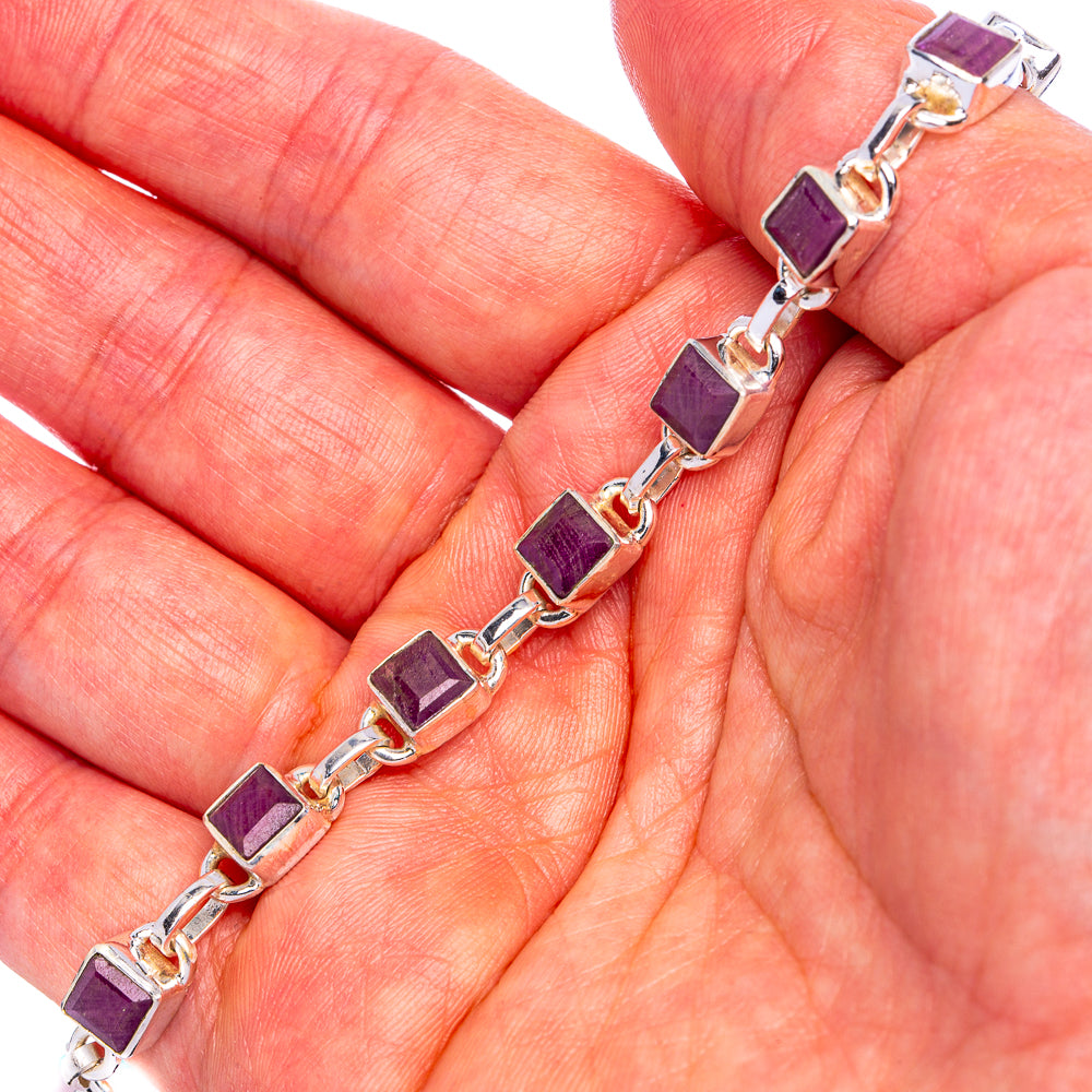 Ruby Bracelet 7 3/8 To 8 1/8" (925 Sterling Silver) B90355