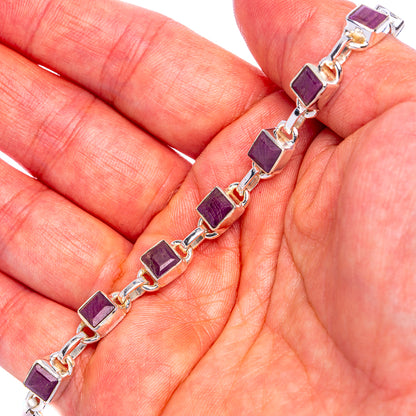 Ruby Bracelet 7 3/8 To 8 1/8" (925 Sterling Silver) B90355