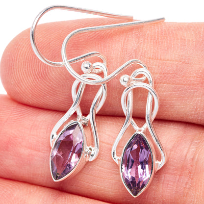 Faceted Amethyst EarDainty Rings 1 3/8" (925 Sterling Silver) E433144