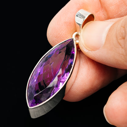 Premium 27.5ct Faceted Brazilian Amethyst Pendant 1 3/4" (.925 Sterling Silver)
