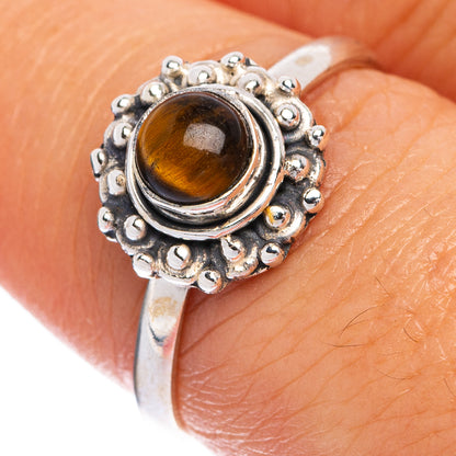 Tiger Eye Dainty Ring Size 8 (925 Sterling Silver) R145381