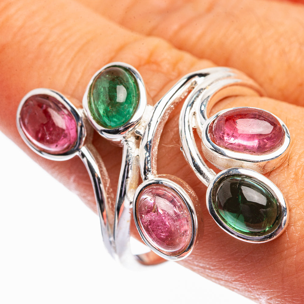 Green Tourmaline, Pink Tourmaline Ring Size 10 (925 Sterling Silver) R141992