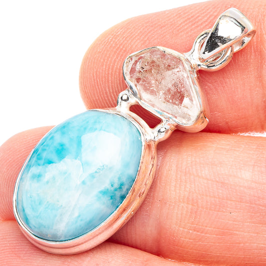 Larimar, Herkimer Diamond Pendant 1 1/2" (925 Sterling Silver) P43770