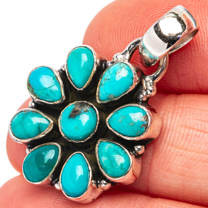 Rare Kingman Turquoise Pendant 1 1/4" (.925 Sterling Silver)