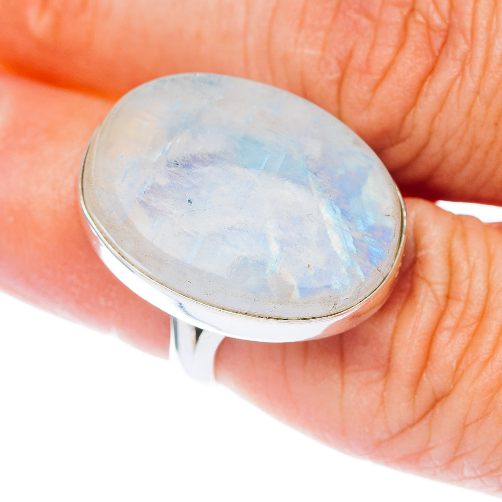 Large Premium Rainbow Moonstone Ring Size 5.75 (.925 Sterling Silver)