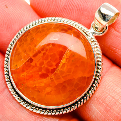 Fire Crab Agate 925 Sterling Silver Pendant 1 1/2" (925 Sterling Silver) PD38292
