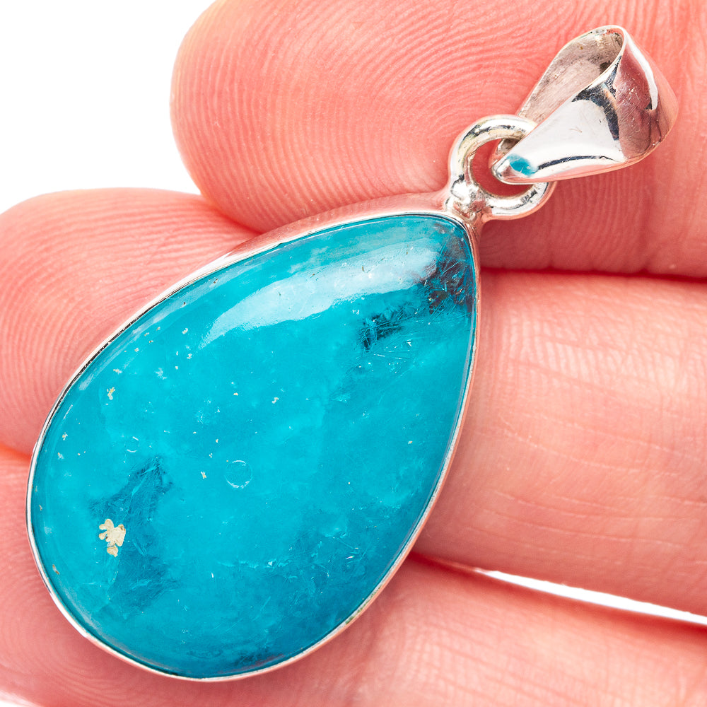 Sterling silver teardrop pendant with blue-green smithsonite stone and loop bail