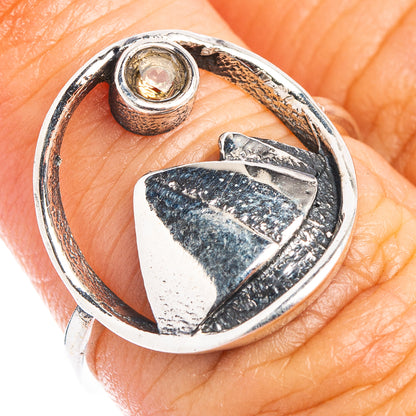 Citrine Mountain Dainty Ring Size 6.25 (.925 Sterling Silver)