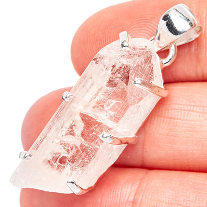 925 sterling silver danburite pendant with clear rough crystal, close-up bail