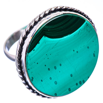 Large Malachite Coin Ring Size 11.5 (925 Sterling Silver) R141199