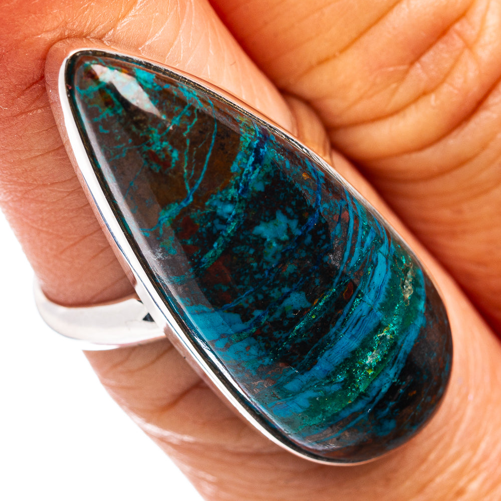 Premium Chrysocolla Ring Size 7 Adjustable (.925 Sterling Silver)