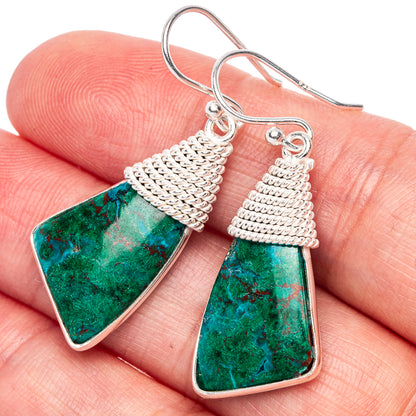 Chrysocolla Earrings 1 5/8" (925 Sterling Silver) E433176