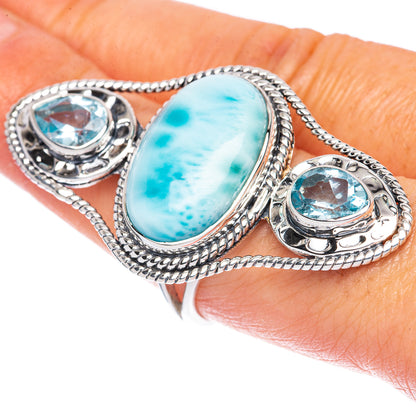 Signature Larimar, Blue Topaz Ring Size 8 (925 Sterling Silver) R2551