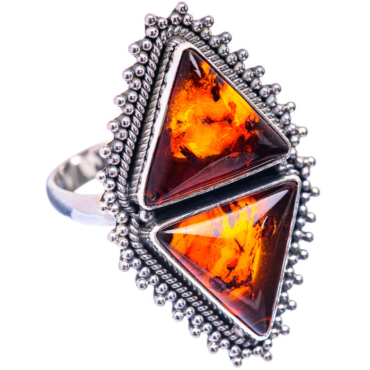 Large Baltic Amber Ring Size 9 (925 Sterling Silver) R140973