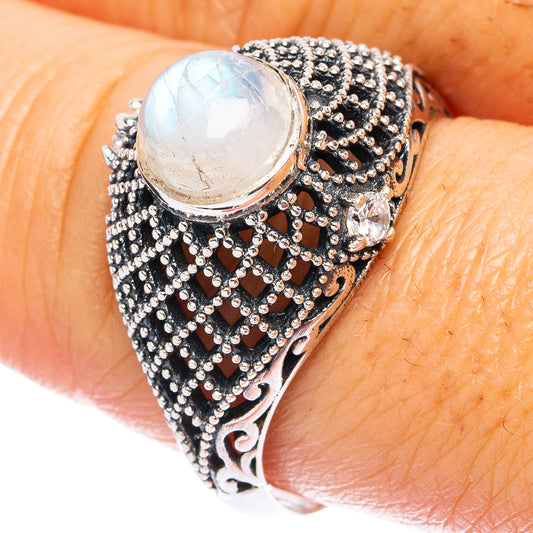 Rainbow Moonstone Ring Size 9.75 (925 Sterling Silver) R4741